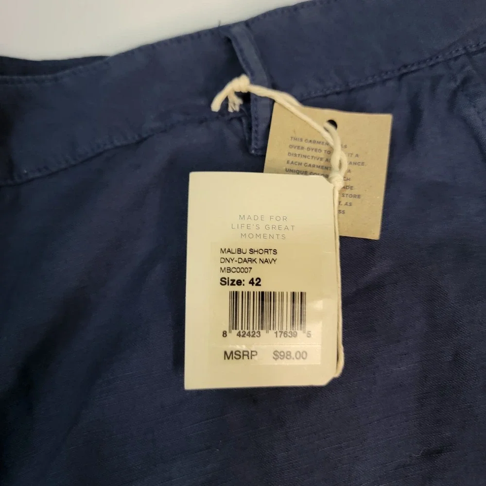 Faherty Malibu‎ Shorts Mens 42 Navy Linen Beach Stretch Breathable Outdoors NWT